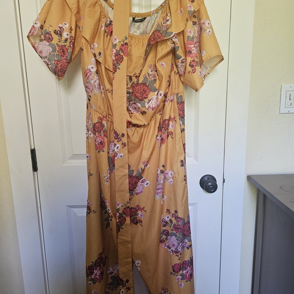 SHEIN Mustard Floral Jumpsuit